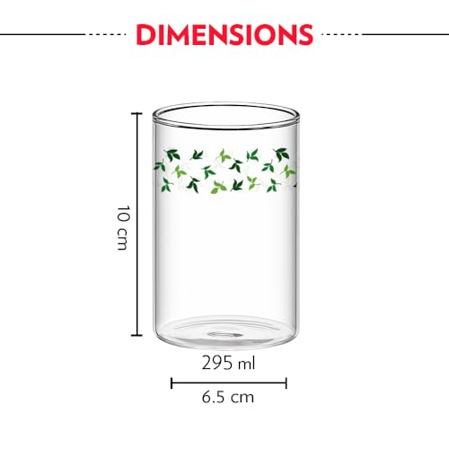 Image of Borosil Vision 6pc Transparent Drinking Glass | Borosilicate Glass Tumblers for Water, Cold Drinks, Juice | Flame Proof, Microwave & Dishwasher Safe | for Daily use & Gifting (Sage, 295 ml)