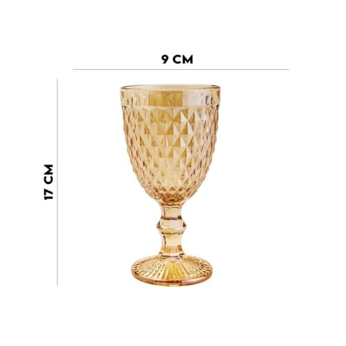 Jogo De Taças Com 6 Peças Vidro Transparente 300ml (DOURADO)