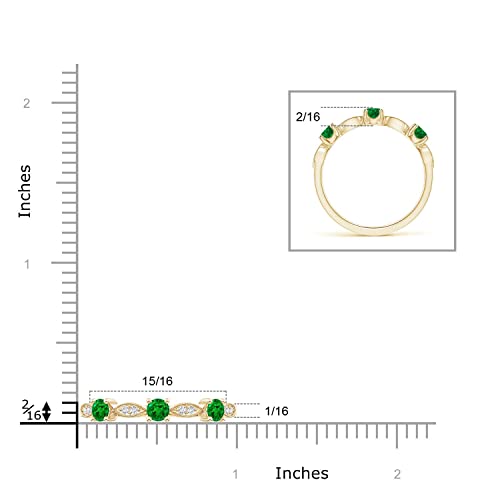 Angara Lab Grown Emerald & Diamond Marquise and Dot Ring in 14K Solid Gold | Birthday, Engagement, Anniversary, Wedding Jewelry Gift for Women4