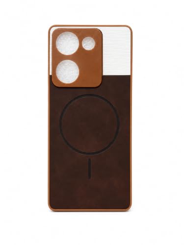 Image of Bintage 2in1 Hard Slim Back Case | Soft Border Camera Protect | Dual PU Leather Finish Back Cover Compatible for Vivo Y300 Plus 5G - White & Cherry Brown