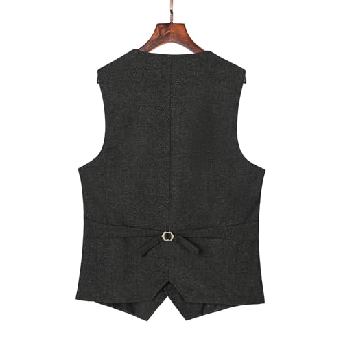 SOLOVEDRESS Men's Vintage Suit Vest Wool Sleeveless Waistcoat Tweed For Wedding Groomsmen2