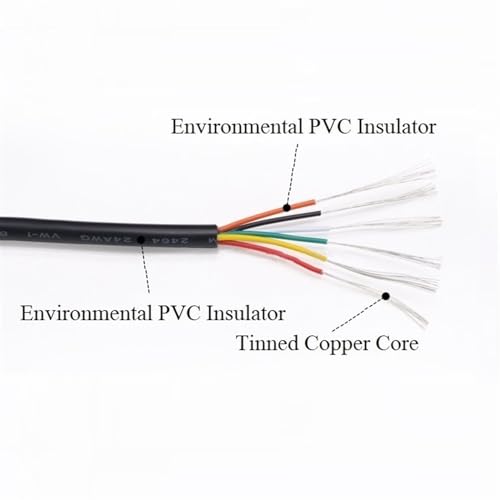 Outdoor Extension 10 Meters UL2464 Soft Electronic Audio Cable 30AWG to 16AWG 3 Cores to 10 Cores Copper Signal Sheathed Wire Solar sheathed(24AWG,10 Meters 8 cores)