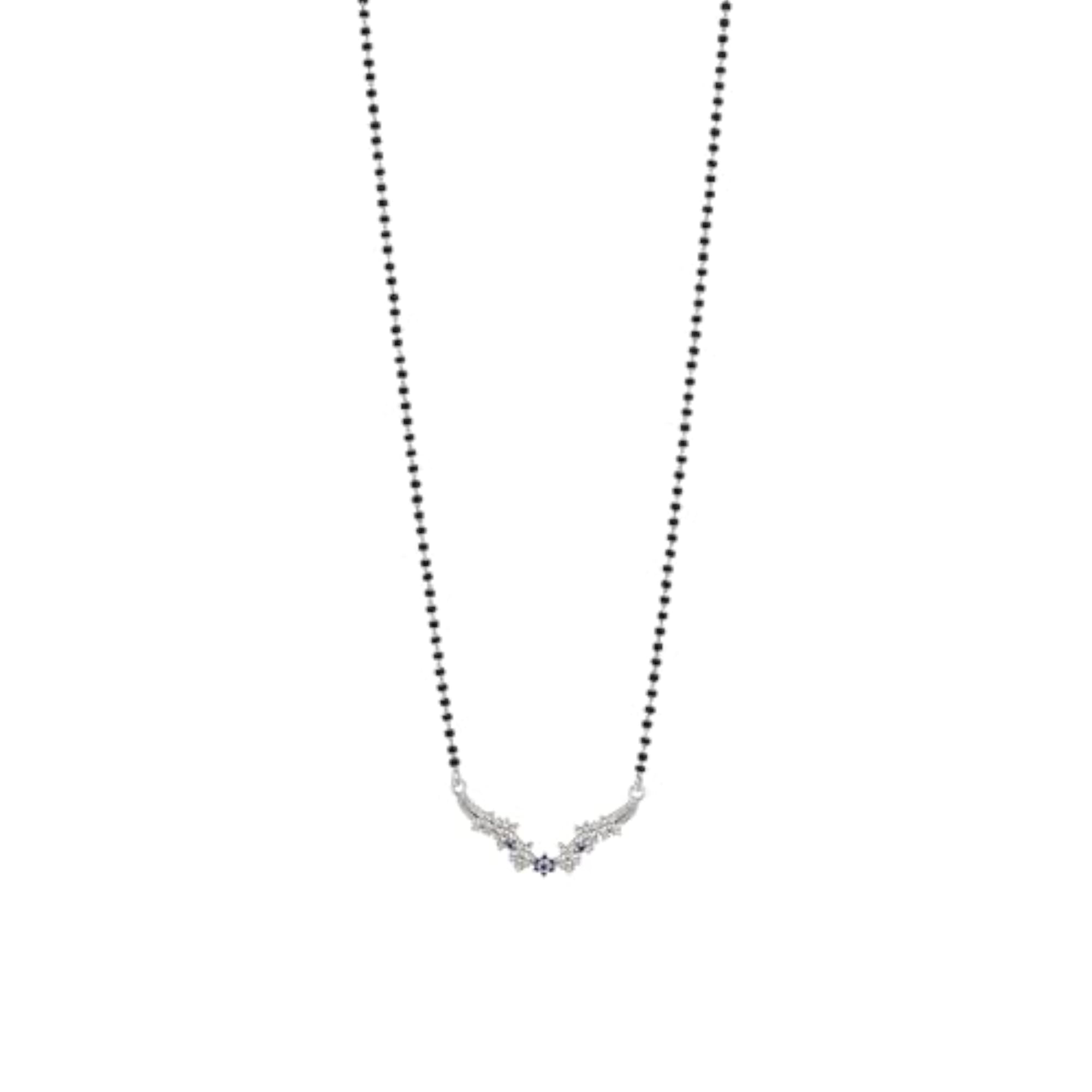 Women's 925 Sterling Silver Rhodium Plated Zircon Mangalsutra