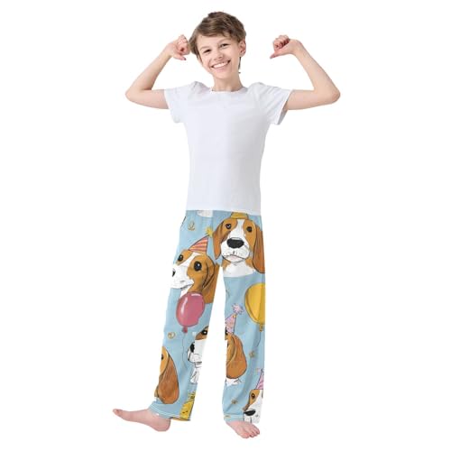 ZZXXB Beagle Birthday Balloon Boys Long Pants Soft Trousers Elastic Waist Kids Lounge Bottoms with Pockets S-XL3