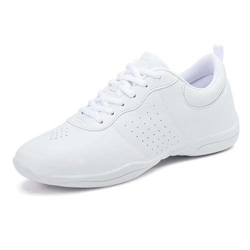 Cheerleading Baskets de Danse Baskets Confortables Chaussures Respirantes pour Dames Chaussures de Danse Légères et Respirantes Chaussures pour Dames pour Gym Sport Aérobic Cheerleading (Blanc)