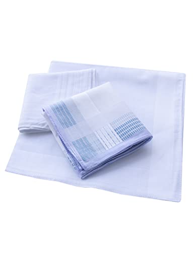 Assorted Pack Of Mens White Color Border Cotton Handkerchiefs #TOP4