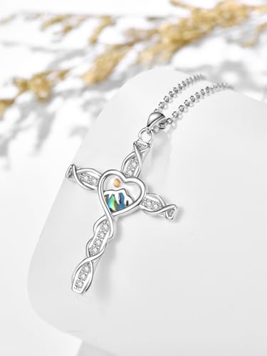 Mustard Seed Cross Necklace for Women 925 Sterling Silver Christian Faith Pendant Mountain Jewelry Inspirational Gifts2