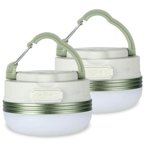 Flintronic 2PCS Camping Lantern, USB Rechargeable Glare LED Tent Light with Magnetic Base, Waterproof Portable Outdoor Light