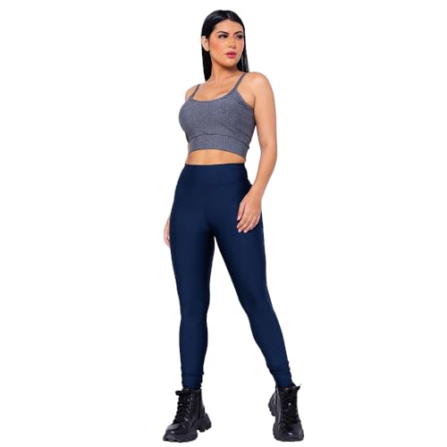 Calça Legging Feminina Suplex Premium Cós Alto Donna Martins (as2, alpha, l, regular, regular, Azul)