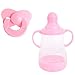 Baby Dolls Bottle and Magnetic Pacifier Set Pink for Reborn Girl Dolls