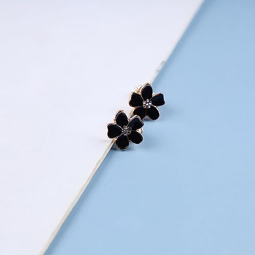 Aretes clip flor negra estilo boho pequeños miniatura 3