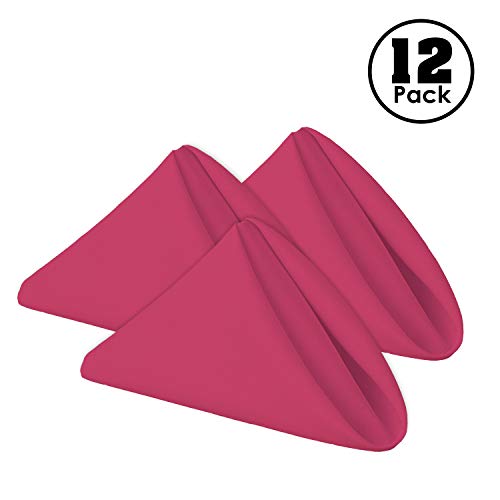 Gee Di Moda Cloth Napkins - 17 X 17 Inch Fuchsia Solid Washable Polyester Dinner Napkins - Set Of 12 Napkins With Hemmed Edges - Great For Weddings, Parties, Holiday Dinner & More #TOP1