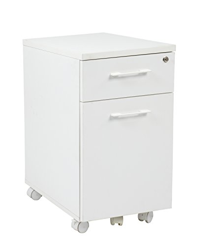 OSP Designs Pro-Line II PRD3085-WH Prado Mobile File in with Hidden Drawer and Castors, White
