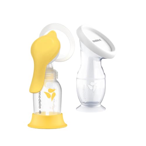 Image of Medela Harmony Manual Breast Pump & Silicone Milk Collector Set, On-the-Go | Saves Every Drop, Lightweight, Soft Comfort, 2-Phase Expression, 5 oz Bottle, Breastmilk Silicone Collector, BPA-Free
