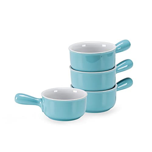 Cuencos de Postre, Juego de Cuencos de Cerámica para Cereales Porcelana Apto para Microondas y Lavavajillas - 4 x 400ml, Azul Cover