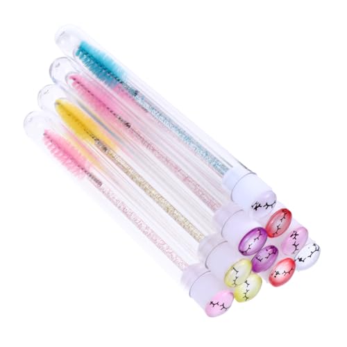Mikinona 10pcs Diamond Eyelash Tube Brush Wands Portable Lightweight Makeup Brushes for Lashes and Eyebrows Random Color Pattern