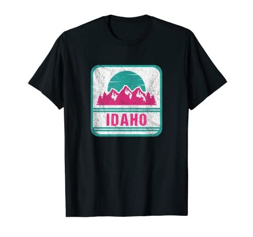 Retro Vintage Idaho USA montagna tramonto regalo per le donne Maglietta