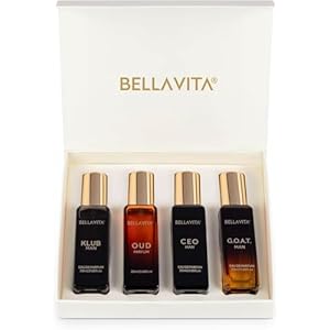 Bella Vita Luxury Long Lasting Perfume Gift Set for Man | 4x20ml | Gifts for Men | Woody, Citrusy, Oud, Premium Fragrance Scent | KLUB, OUD, CEO, G.O.A.T