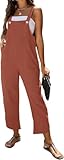 AMEBELLE Women's Sleeveless Cotton Linen Overalls Rompers Baggy Wide Leg Jumpsuits(1450-Red-S)