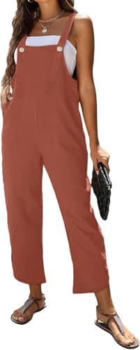 Image of AMEBELLE Women's Sleeveless Cotton Linen Overalls Rompers Baggy Wide Leg Jumpsuits