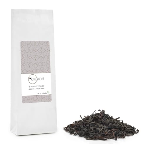 Novecento Tè® | Thé noir de Ceylan OP | Thé noir Orange Pekoe Collection - 90 Gr | Feuilles entières de petit-déjeuner anglais | Sachet de thé en vrac pour le petit-déjeuner anglais