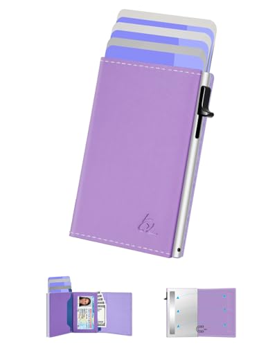Image of dwnkove Womens Wallet Card Holder - Pop Up Aluminum Case, Premium Flexible Leather, Smart Wallet for Women, RFID Blocking, Slim, Minimalist, Front Pocket - 9-14 Card Capacity | ID Window | Cash Slot