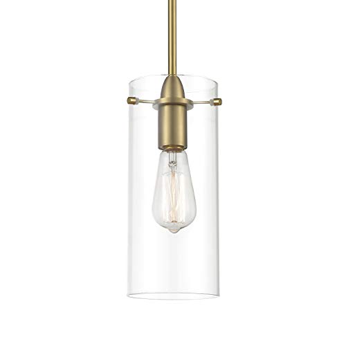 Light Society LS-C237-BB-CL Montreal Hanging Pendant, Brushed Brass with Clear Glass Shade, Industrial Modern Lighting Fixture