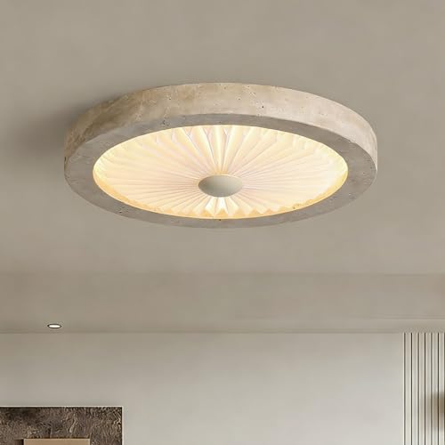 Plafonnier travertin jaune Wabi Sabi en pierre naturelle haut de gamme LED
