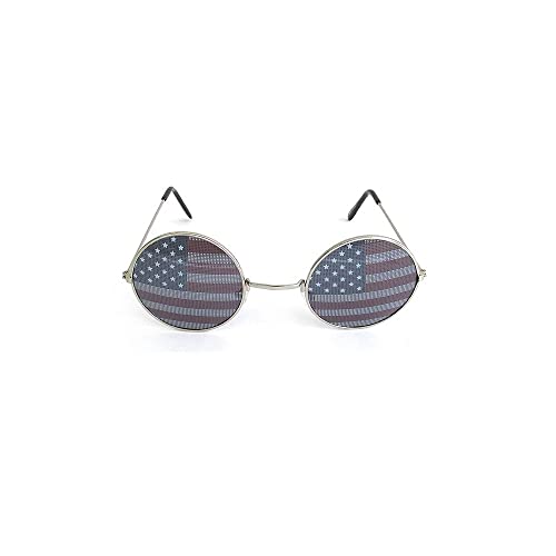 UV 400 PROTECTION PATRIOTIC AMERICAN FLAG ROUND SUNGLASSES