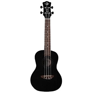 Luna Vintage Mahogany Concert Ukulele, Black Satin - Les Beatles, Paul McCartney, John Lennon, RIngo Starr, George Harrison