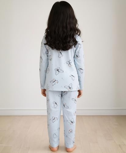Image of ANTHRILO Blue Butterfly Long Sleeve Pyjama Set - Blue | 9-10 Years