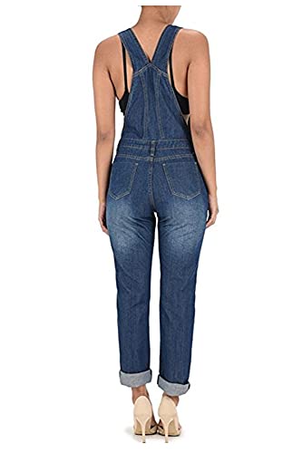 Twiin Sisters Women's Classic Basic Slim Fit Casual Denim Bib Overalls - 1X, Blue #TOP2