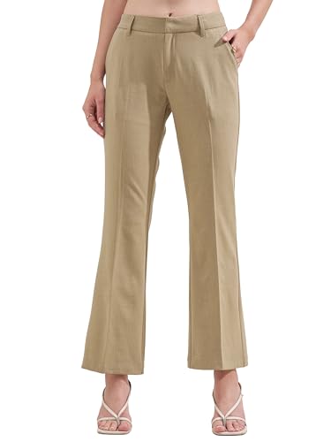 Image of Tokyo Talkies Women's Stretchable Bootcut Pants | High Rise Flared Trousers |Travel & Formal Wear|Workwear Trousers