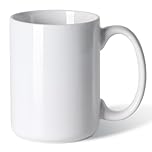 Smilatte 16 OZ (450ml) Porcelain Coffee Mug, Classic Blank Ceramic Cup with Large Handle for Tea Latte Cappuccino, White