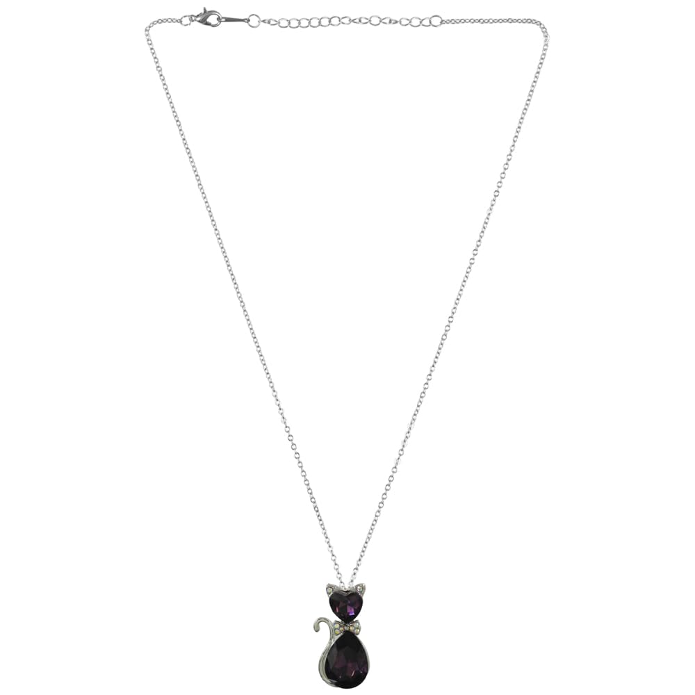 Vientiq Silver-Plated Purple Crystal Cat Pendant Necklace (B0CJMDW2D7) Amazon Price History, Amazon Price Tracker