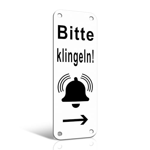 TAKULA Plaque de sonnette avec flèche, autocollante, en aluminium, 15 x 5 cm, pour boîte aux lettres, sur la porte d'entrée