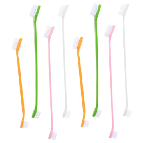 Mipcase 8pcs Dog Toothbrushes Dual-Head Pet Toothbrushes Soft Bristles Oral Care Brush
