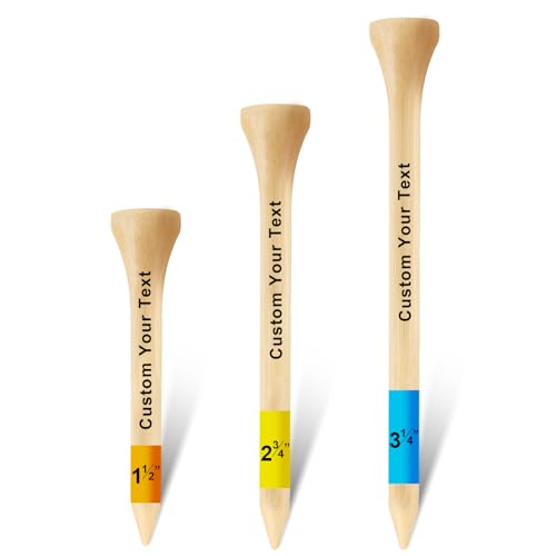 50 PCS Personalized Golf Tees, Custom Golf Tees with Name, Business Name, Golf Humor, 3 1/4' Inch Size Wood Golf Tee in A Pouch, Personalized Golf Gift, and Party Favors