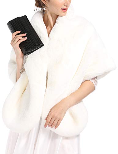 Caracilia Faux Fur Coat Wedding Cloak Cape Shawl Evening Party xiangyabai S CAFB5