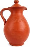 GAU VANSH Handmade Terracotta Water Jug with Lid β Natural Unglazed Clay Pitcher for Cool Drinking Water β Traditional Earthenware Carafe for Home, Kitchen & Dining (1250ml)