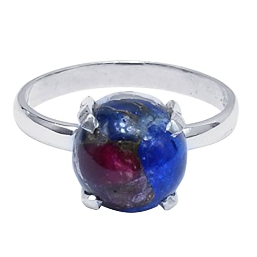 Bague en argent 925 anti-ternissement avec quartz mohave pastèque taille 9