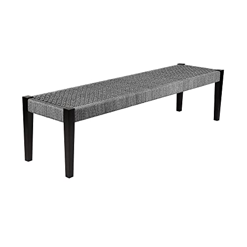 Armen Living Camino Modern Outdoor Patio Rope And Wood Dining Bench, Gray #TOP26