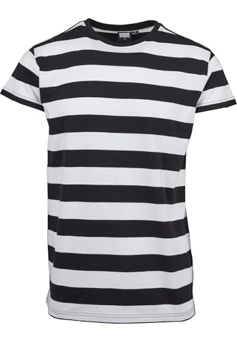 Urban Classics Homme Block Stripe Tee T-Shirt, Noir/Blanc, S EU
