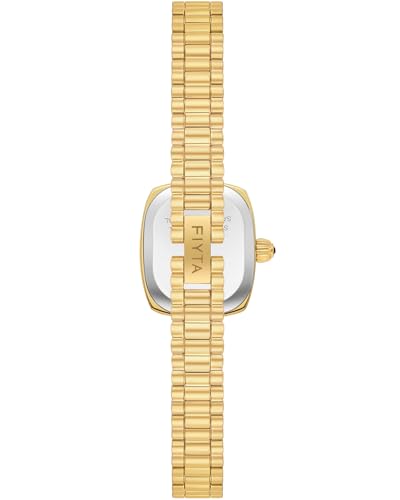 Image of FIYTA Women's Watch - Elegant Gold Small Square Luxury Watch with Sapphire Crystal; 316L Stainless Steel Jewelry Bracelet, Timeless Gift for Her, Mother's Day, Gift Box Included