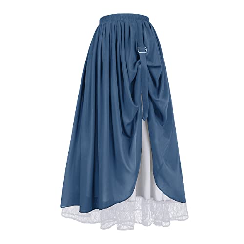 Women's Renaissance Skirt Victorian Peasant Double-Layer Maxi Long Skirt