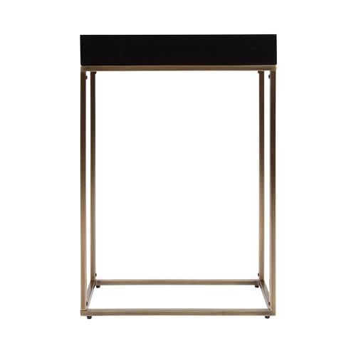 Kate and Laurel Karlsen Modern Wood and Metal Narrow Side Table, 16 x 8 x 24, Black and Antique Brass, Minimal Slim End Table for Use as Bedroom Nightstand or Accent Entryway or Living Room Decor by Kate and Laurel - Image 4