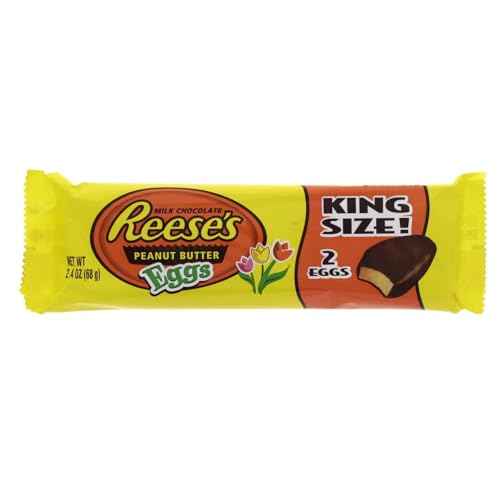 REESE'S Milk Chocolate Peanut Butter Eggs, KING SIZE Easter Candy, 2.4 Ounces Packs (24 Count)