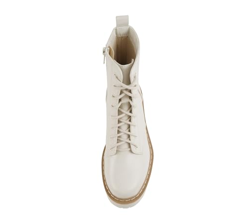 Image of Soda FLING Women Chunky Lug Sole Lace up Fashion Combat Ankle Boot w /Side Zipper