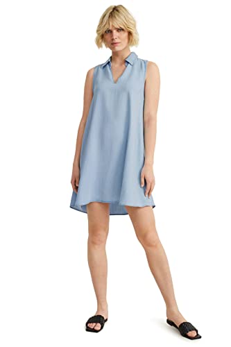 C&A Damen Kleid V-Ausschnitt Kurz A-Linie Kleider hellblau 46