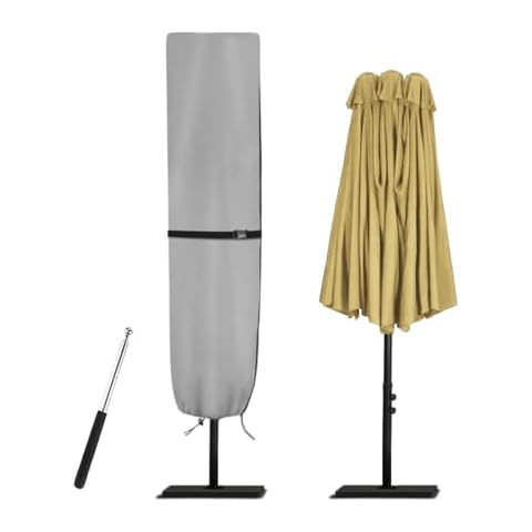 zenicham Umbrella Parasol Cover - 600D Waterproof Outdoor Umbrellas for Patio with Sturdy Zipper, Anti-UV Umbrella Cover Fits for Double-Sided Umbrella 15 Ft Cover